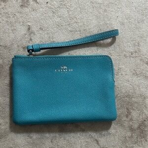 Coach Teal Leather Wristlet